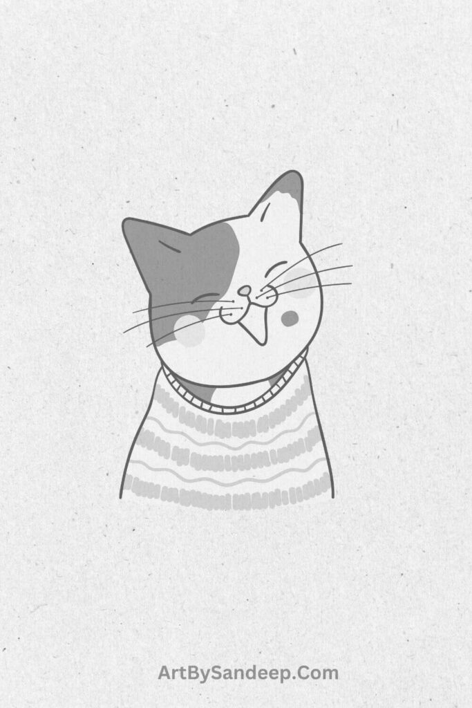 Black And White Cat Drawing