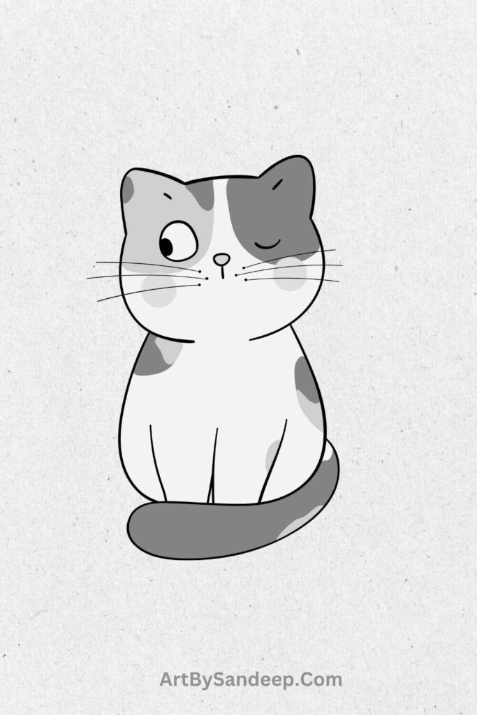 Cute Cartoon Cat Drawing