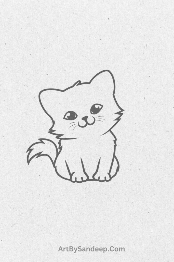 Easy Anime Cute Cat Drawing