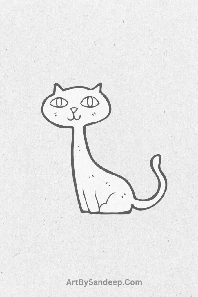 cute Sitting Cat Drawing