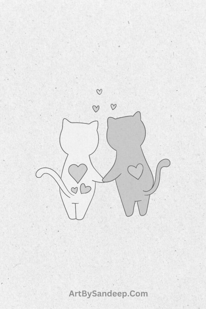 cute cat couple drawing ideas