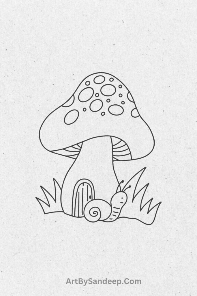 Mushroom Pencil Drawing