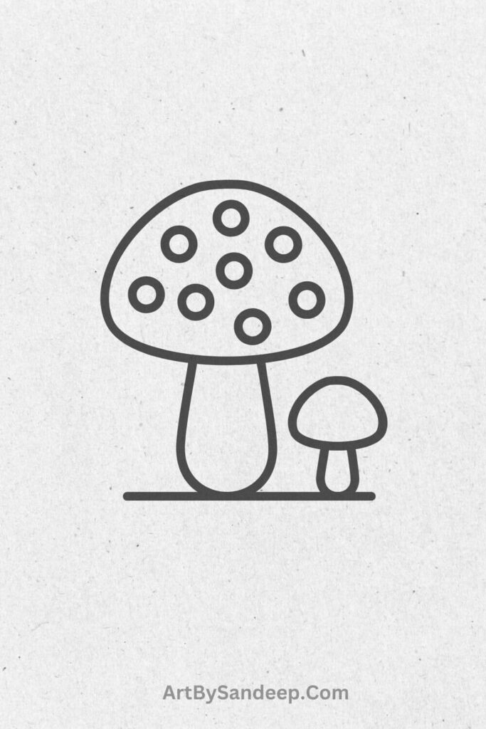 Cute Cartoon Mushroom Drawing