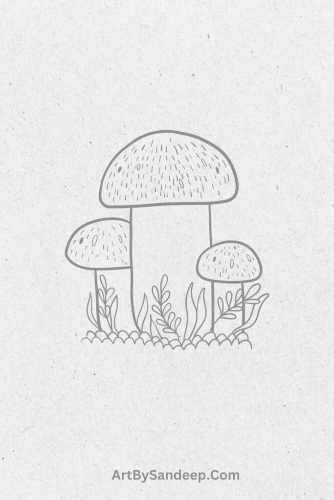 Pencil Mushroom Drawing