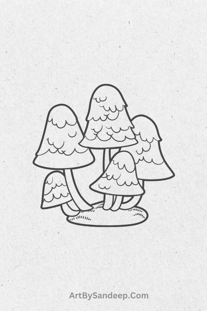 Mushroom Drawing Colour