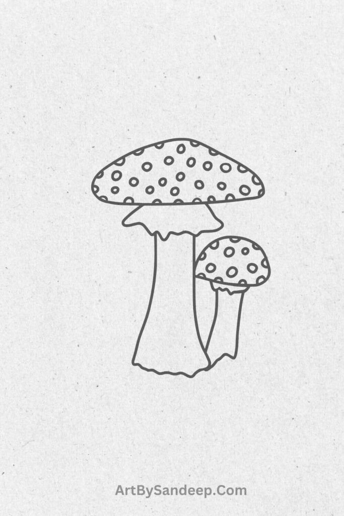 simple Cute Mushroom Drawing