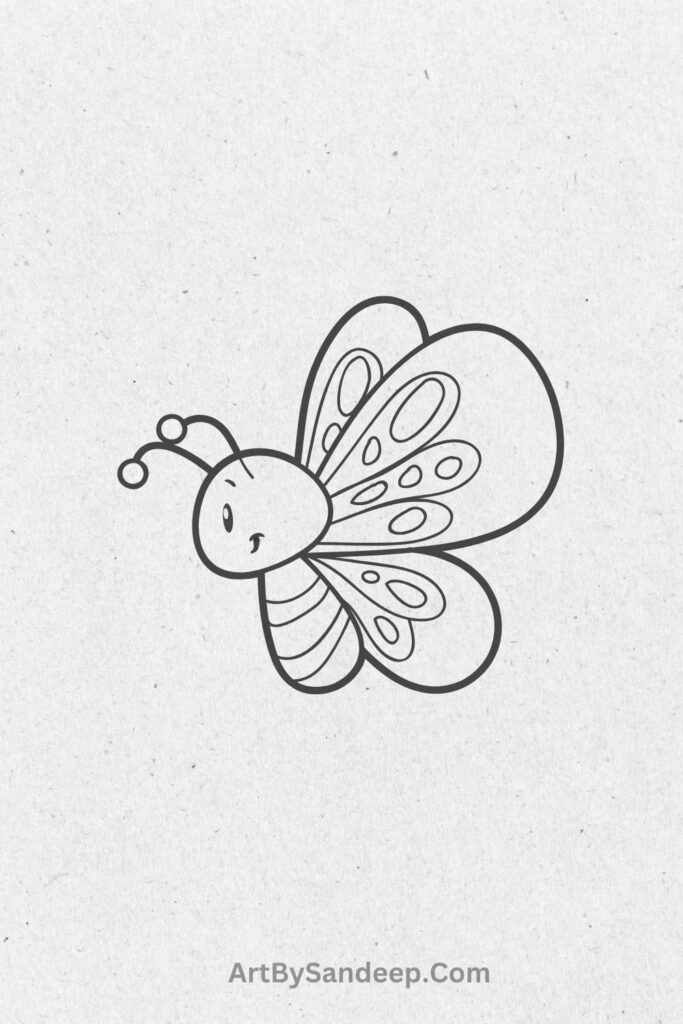 easy side view butterfly drawing