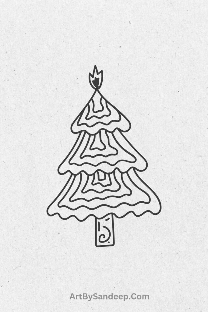 cartoon christmas tree drawing