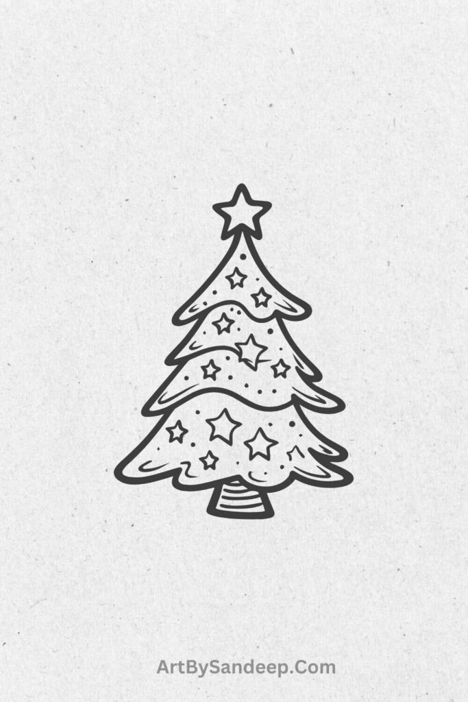 christmas tree drawing easy