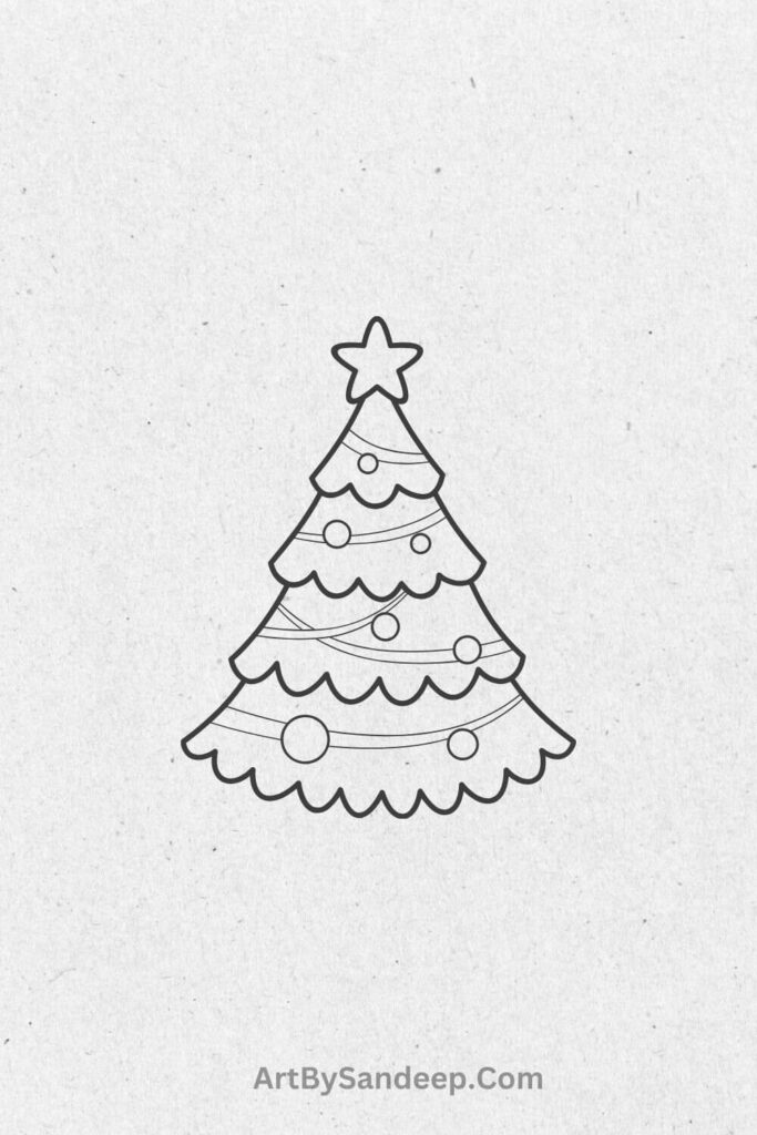 christmas tree drawing for beginners