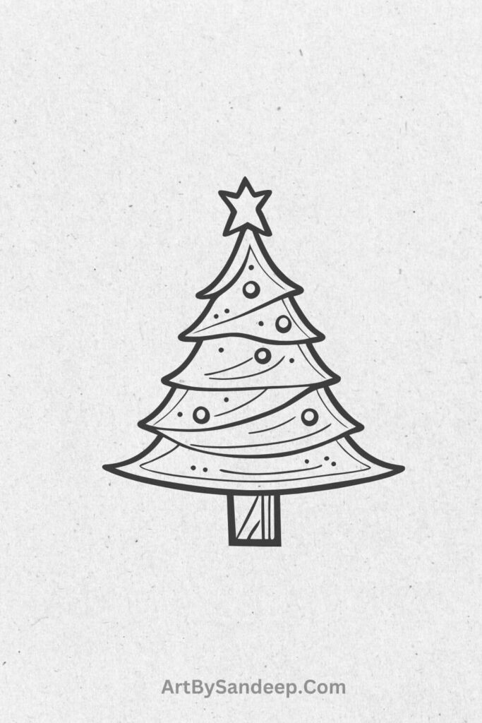 christmas tree drawing step by step