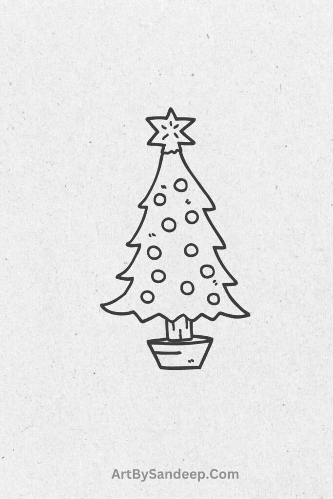 christmas tree line drawing ideas