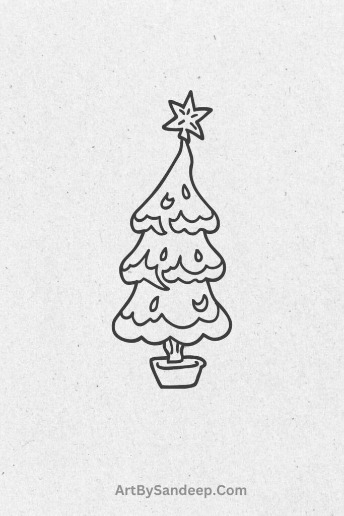 christmas tree simple drawing ideas for kids