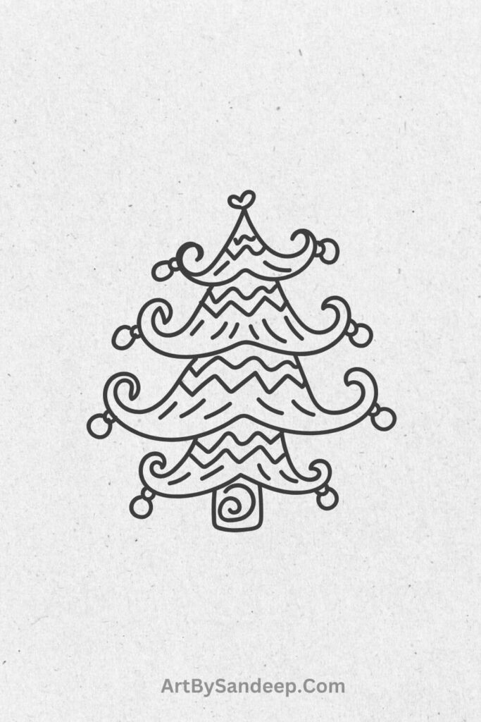 christmas tree with presents drawing