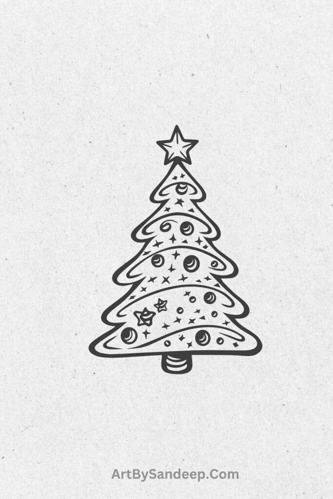 cute easy christmas tree drawing