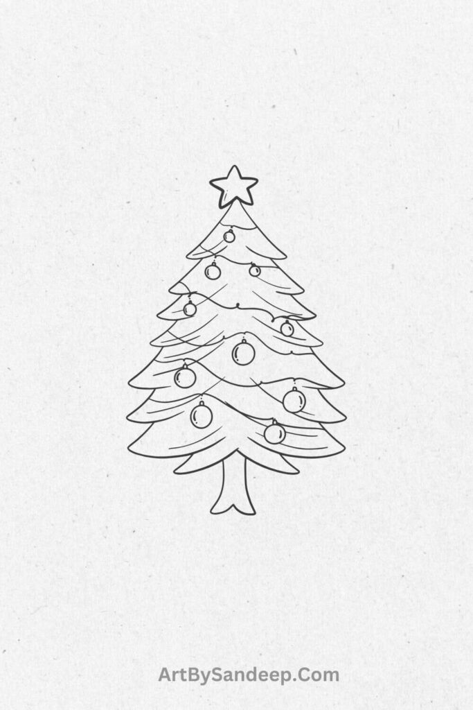 easy and simple christmas tree drawing