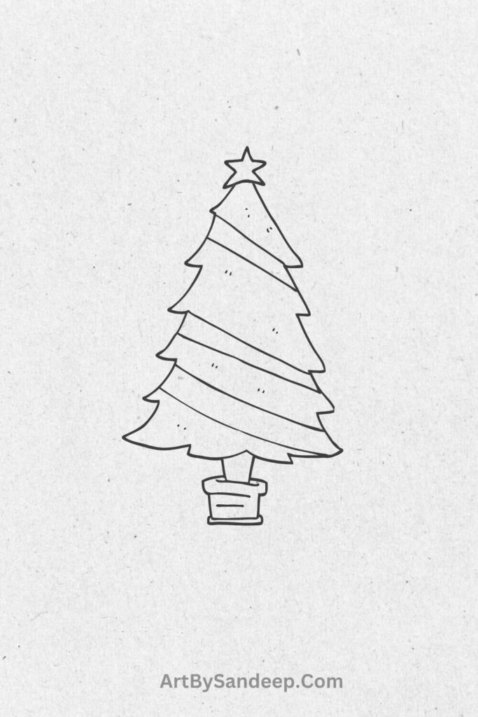 easy christmas tree with lights drawing