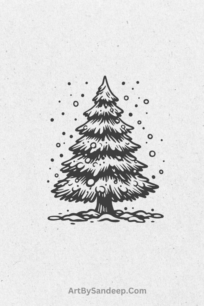 easy drawing christmas tree