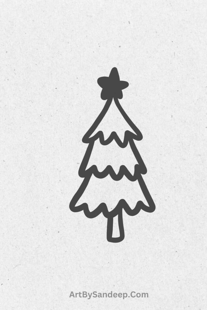 easy simple christmas tree drawing