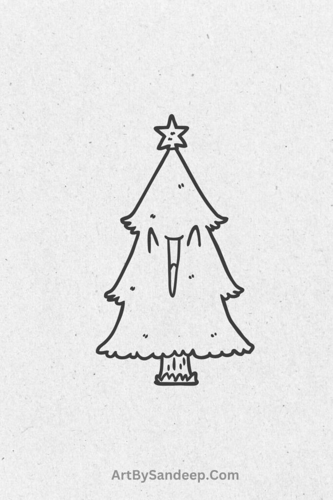 outline christmas tree drawing