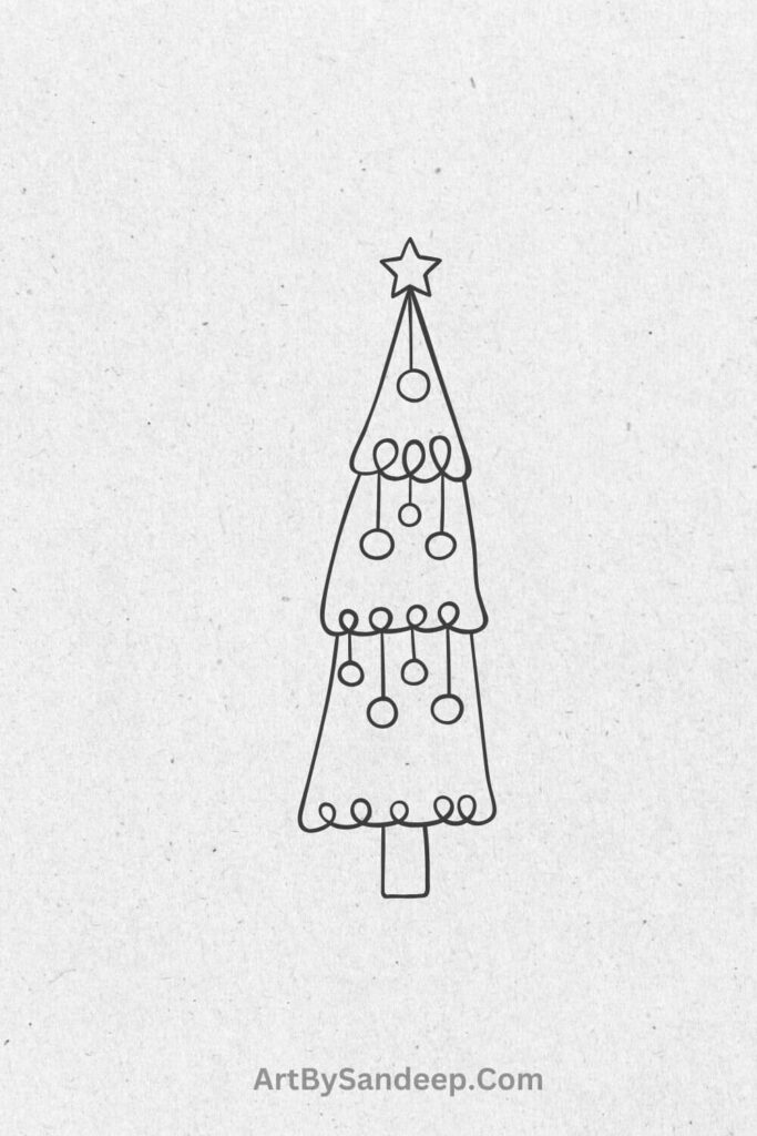 realistic christmas tree drawing