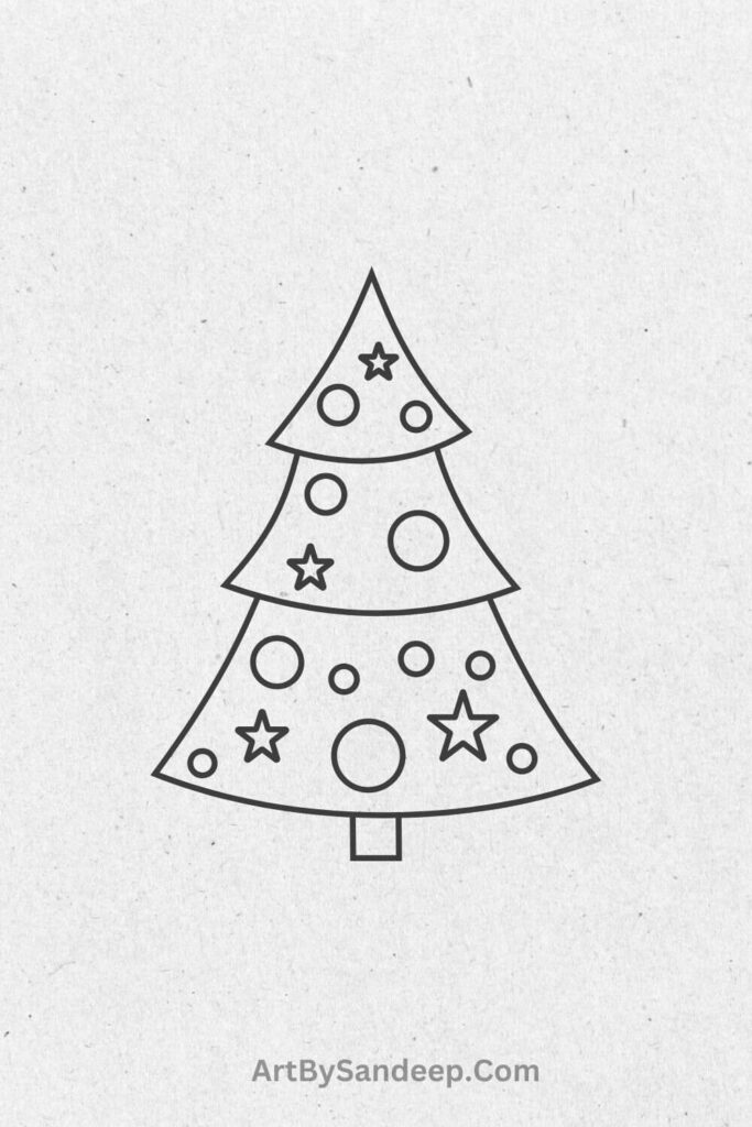 realistic easy christmas tree drawing