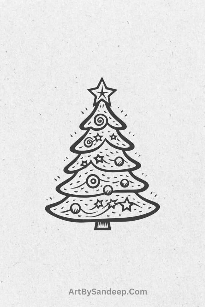 tree christmas drawing