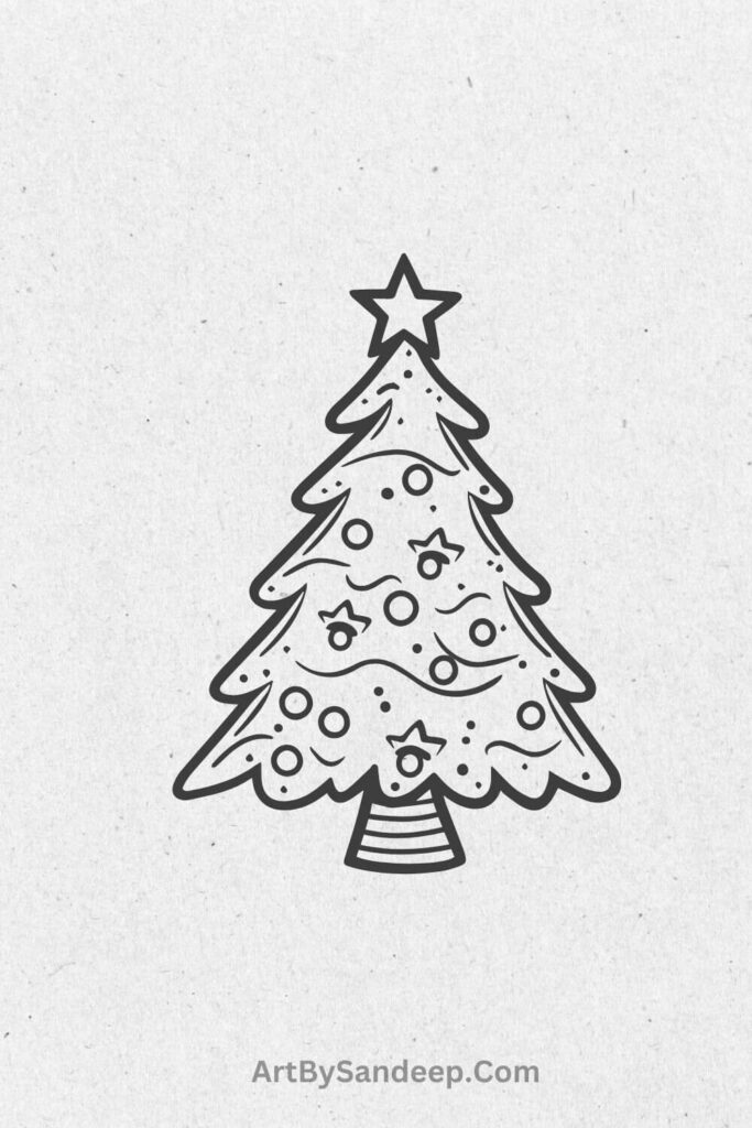 tree drawing christmas