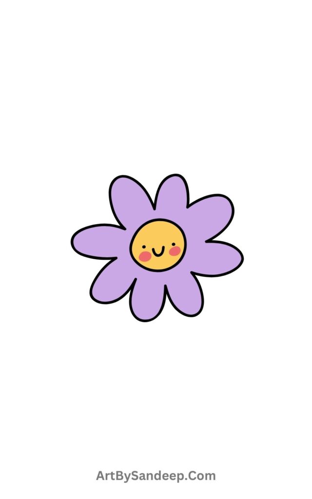 Cartoon Flower Face Drawing