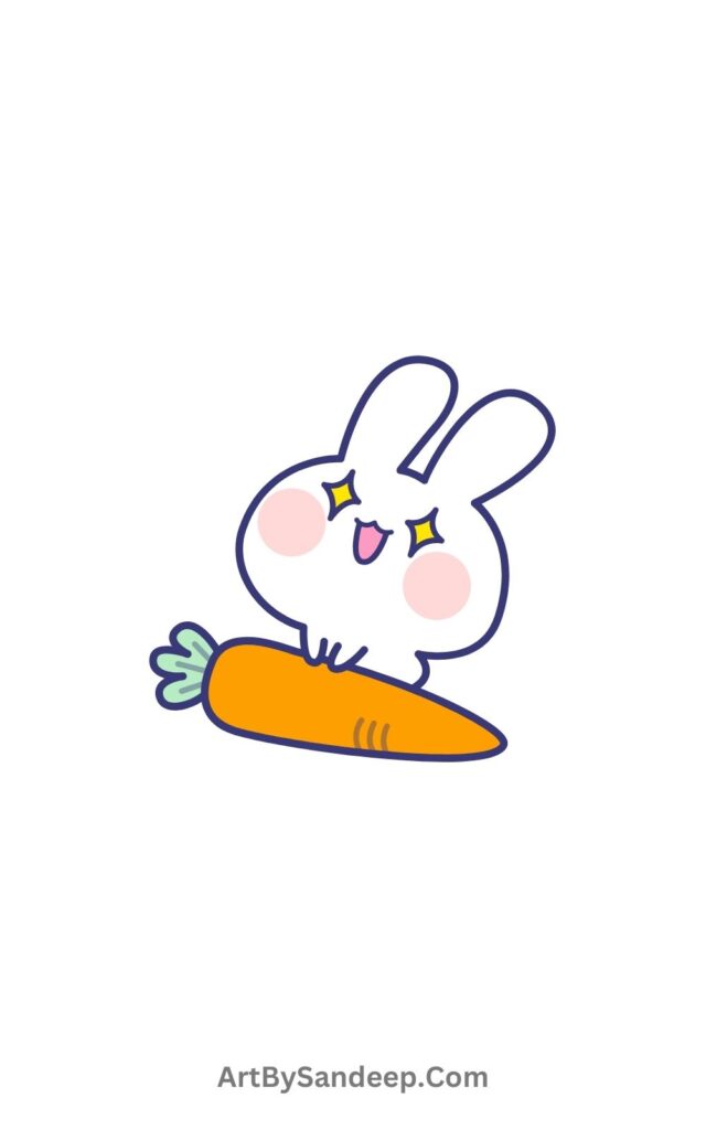 Cute Rabbit Drawing With Carrot​