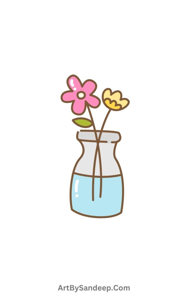 Flowers With Pot Drawing