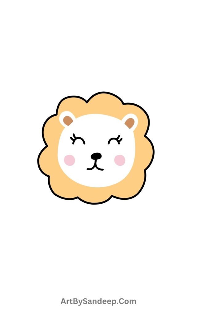 Lion Face Cute Drawing Idea