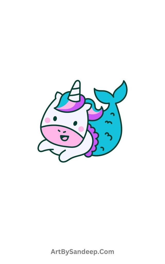 Mermaid Unicorn Horse Drawing​