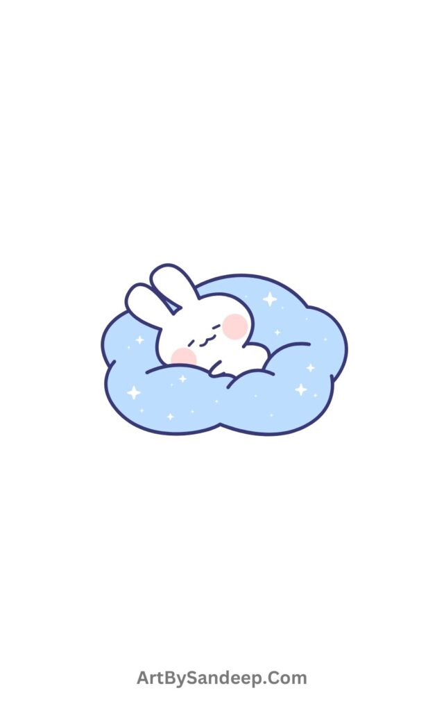 Sleeping Cute Bunny Drawing​