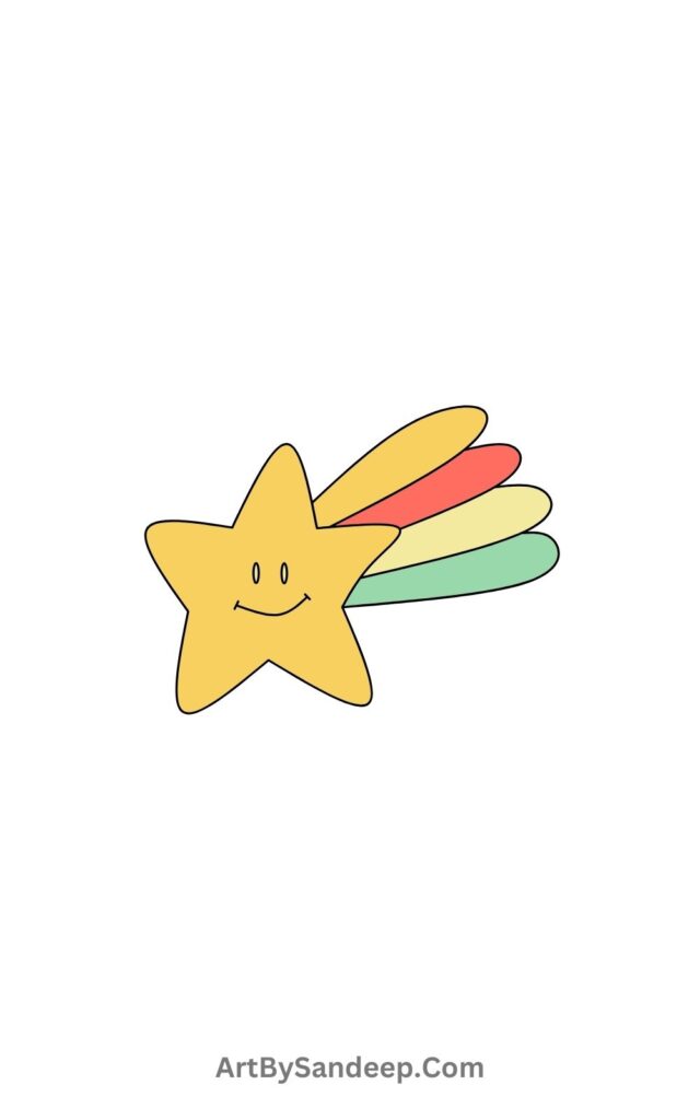 Smiley Star with Colorful Feathers