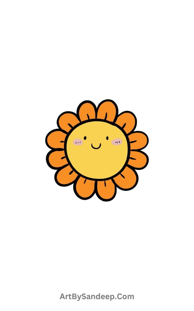 Sunflowers Cute Drawing