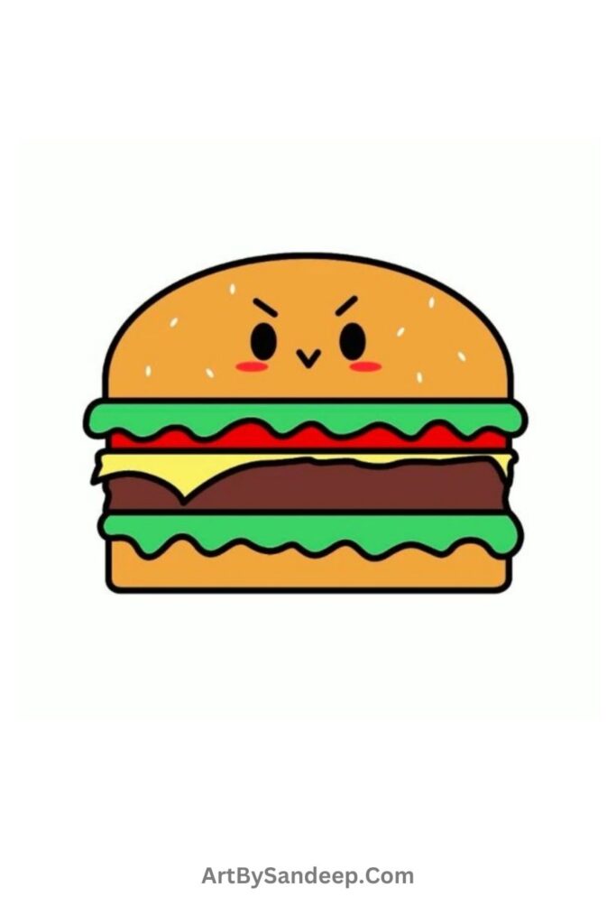 burger cute drawing