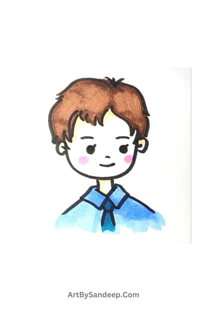 cute boy drawing