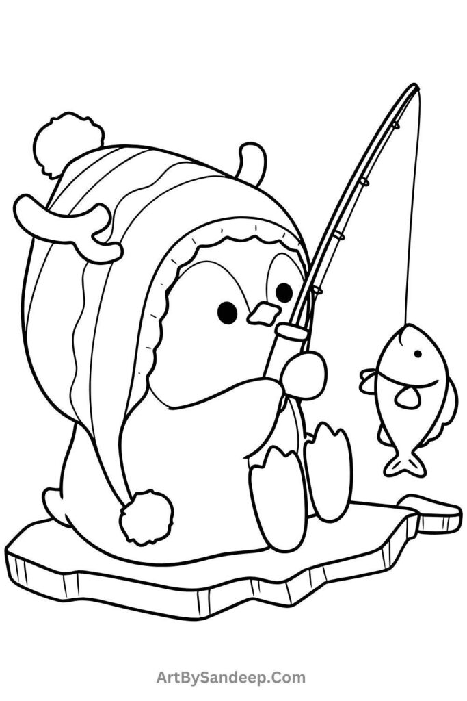 cute christmas penguin coloring pages 2024